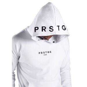 PRSTGE Paris 3D Hoodie in White, Size S.